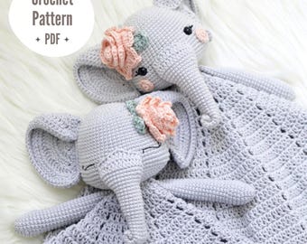 Elephant Crochet Lovey Blanket | Ellie Elephant Lovey | Crochet pattern | PDF - PATTERN ONLY in English