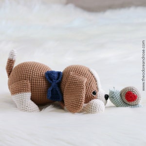 Modèle amigurumi chiot beagle | Barkley Beagle & Mr Snail | PDF - MOTIF au crochet UNIQUEMENT en anglais