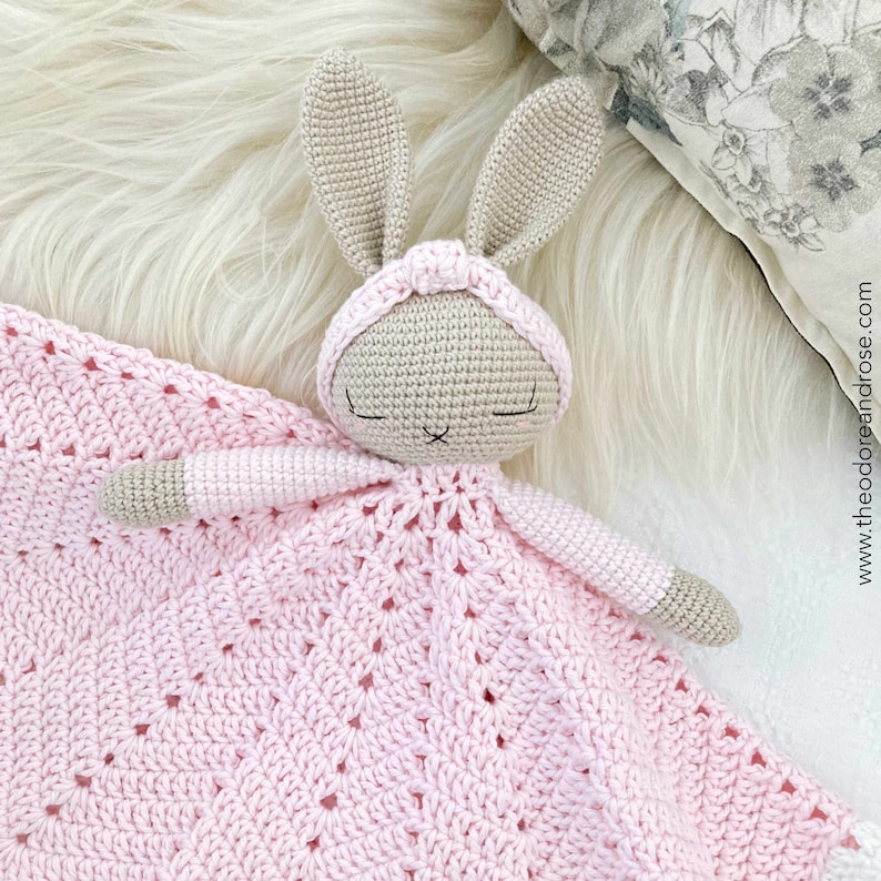 Bunny crochet lovey blanket Hattie The Bonnie Bunny security blanket Crochet Pattern PDF PATTERN ONLY image 9