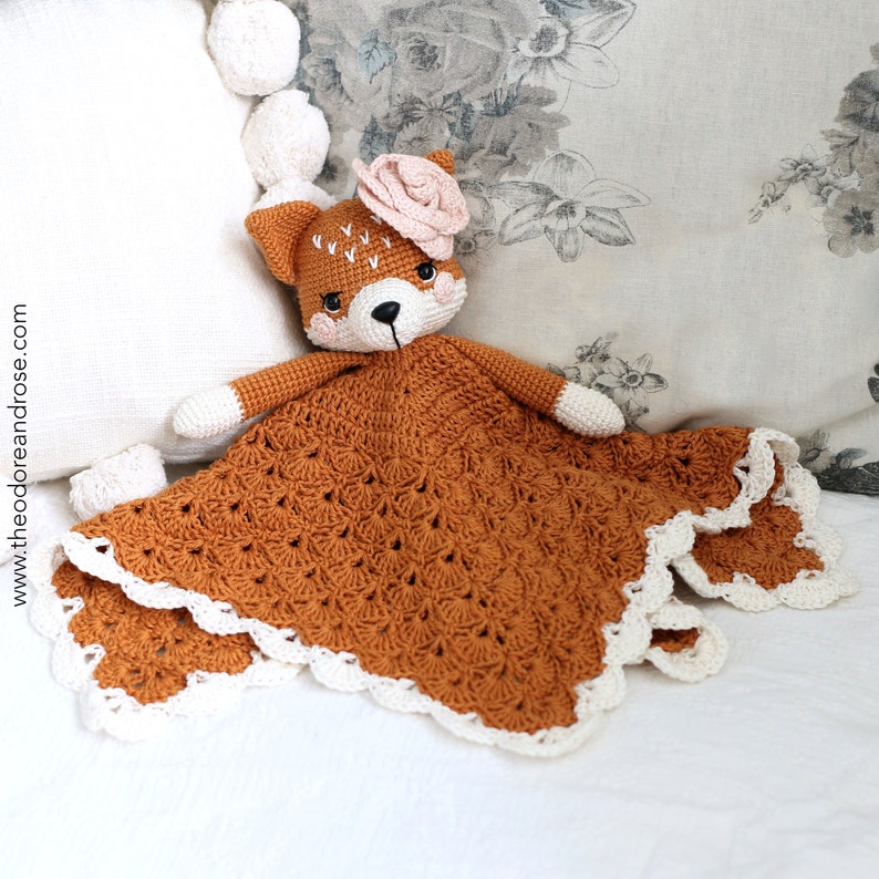 Fox crochet lovey blanket Frankie The Little Fox security blanket Crochet Pattern PDF PATTERN ONLY image 5