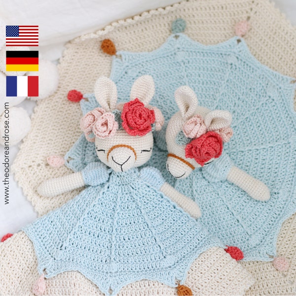 Llama Crochet Lovey Blanket | Mia Llama Lovey | Crochet pattern | PDF - PATTERN ONLY in English, French & German