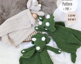 Patrón de peluche de triceratops en PDF / Muñeco de peluche de dinosaurio fácil de usar / Patrón de peluche de ganchillo para principiantes de costura baja / Descarga instantánea - SOLO EN INGLÉS