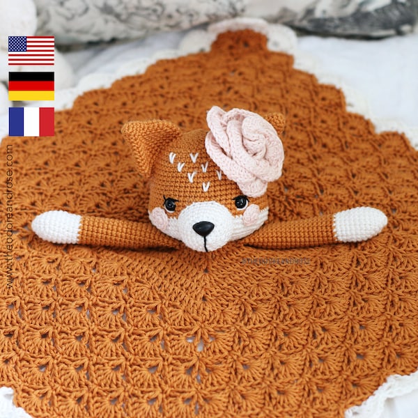 Fox crochet lovey blanket | Frankie The Little Fox security blanket | Crochet Pattern PDF | PATTERN ONLY