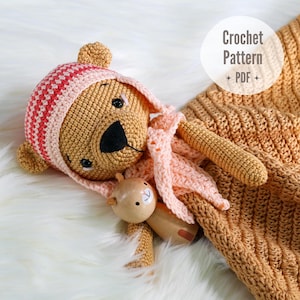Teddy Bear Crochet Lovey | Harry The Little Bear Security Blanket | Crochet pattern | PDF - PATTERN ONLY in English