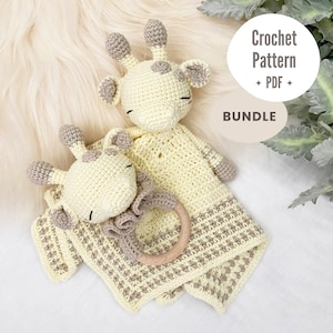 Lovey et jouet de dentition girafe au crochet | Amour et jouet de dentition Juniper la petite girafe | MOTIF UNIQUEMENT