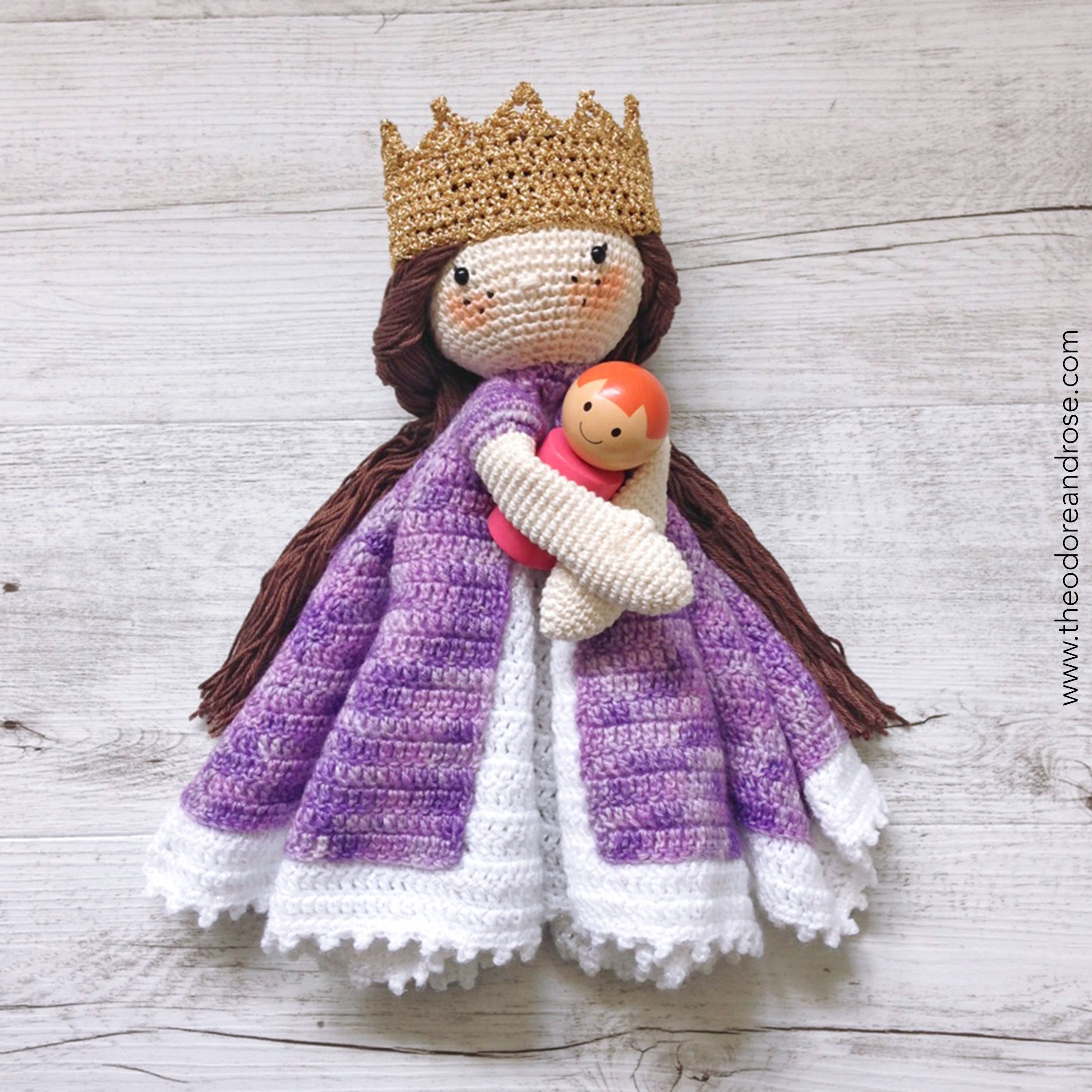 Princess crochet security blanket lovey Ariane The Little