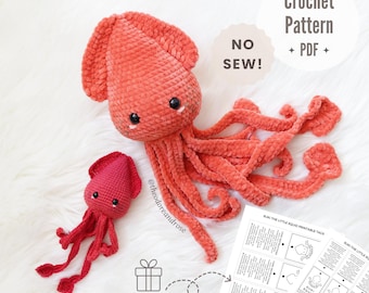No Sew Squid Crochet Pattern | Suki The Little Squid | Bonus Gift Included | PDF - Crochet PATTERN ONLY in English