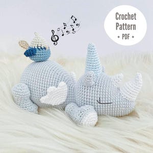 Virkmönster Raji Noshörningen | Amigurumi Noshörning, Musikalisk Dragleksak - PDF-mönster på engelska