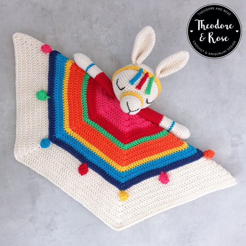 Llama crochet lovey Inka The Little Llama security blanket Crochet Pattern PDF PATTERN ONLY in English image 5