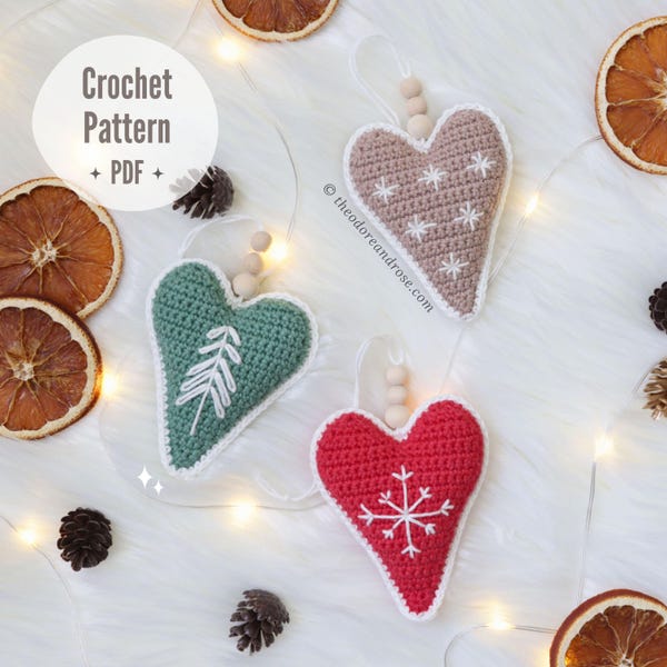 Christmas Heart Ornaments - Amigurumi Crochet Pattern (PDF Download) – ENGLISH ONLY