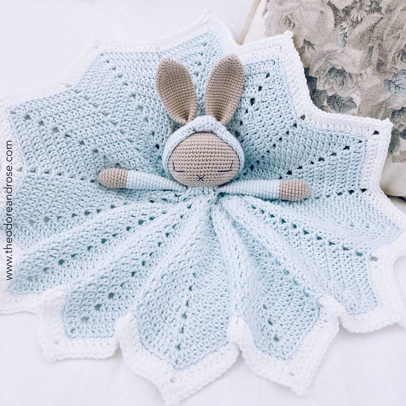 Bunny crochet lovey blanket Hattie The Bonnie Bunny security blanket Crochet Pattern PDF PATTERN ONLY image 3