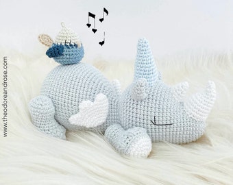 Crochet Pattern Raji The Rhinocorn | Amigurumi Rhinocorn, Musical Pull Toy - PDF Pattern in English