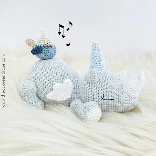 Crochet Pattern Raji The Rhinocorn | Amigurumi Rhinocorn, Musical Pull Toy - PDF Pattern in English