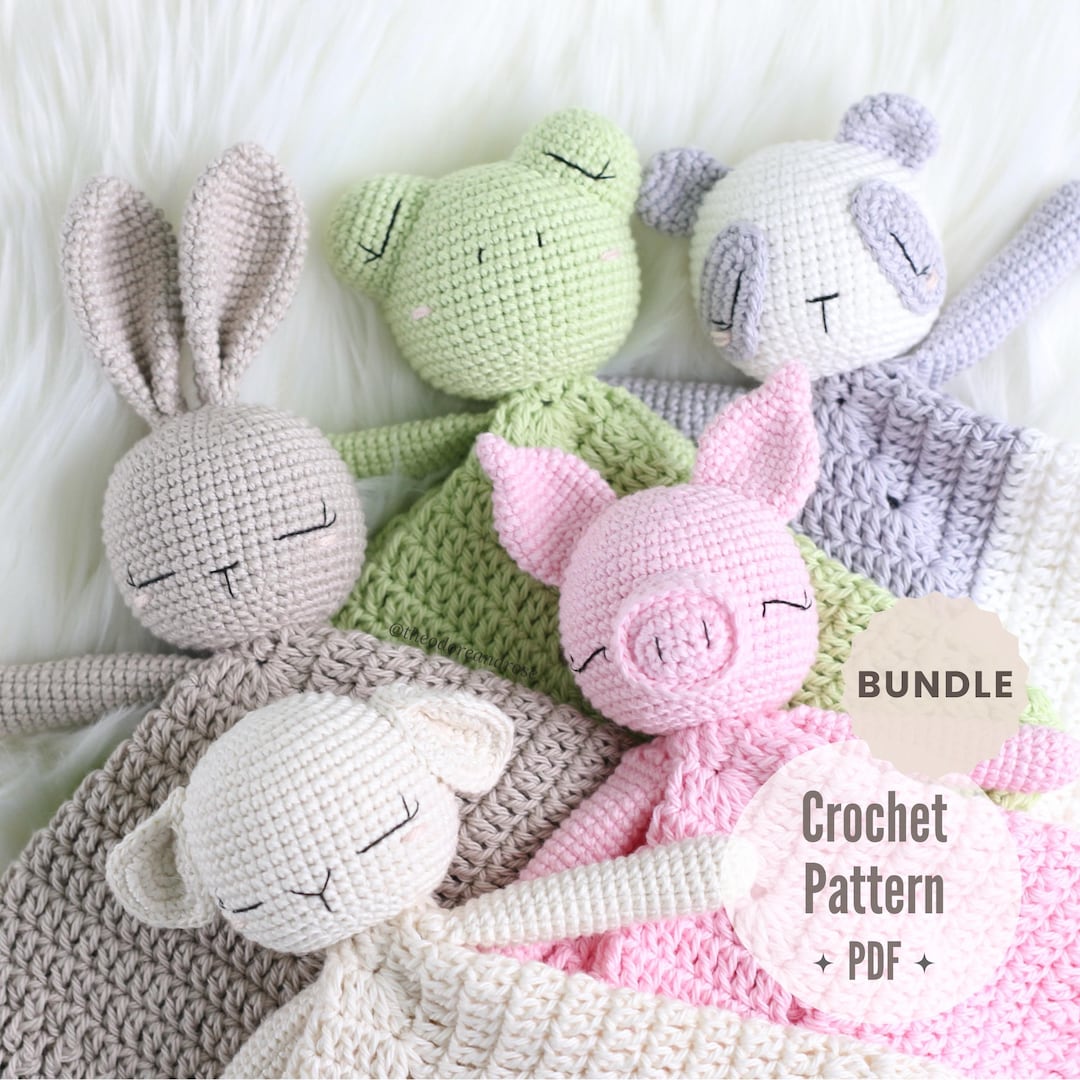 Sleepy Baby Animal Lovey Bundle - Pig, Frog, Bunny, Lamb, Panda