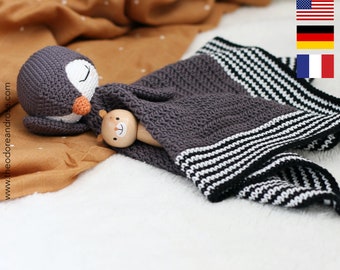 Crochet lovey pattern - Po The Playful Penguin security blanket - amigurumi Pattern, crochet penguin, PATTERN English, French & German ONLY