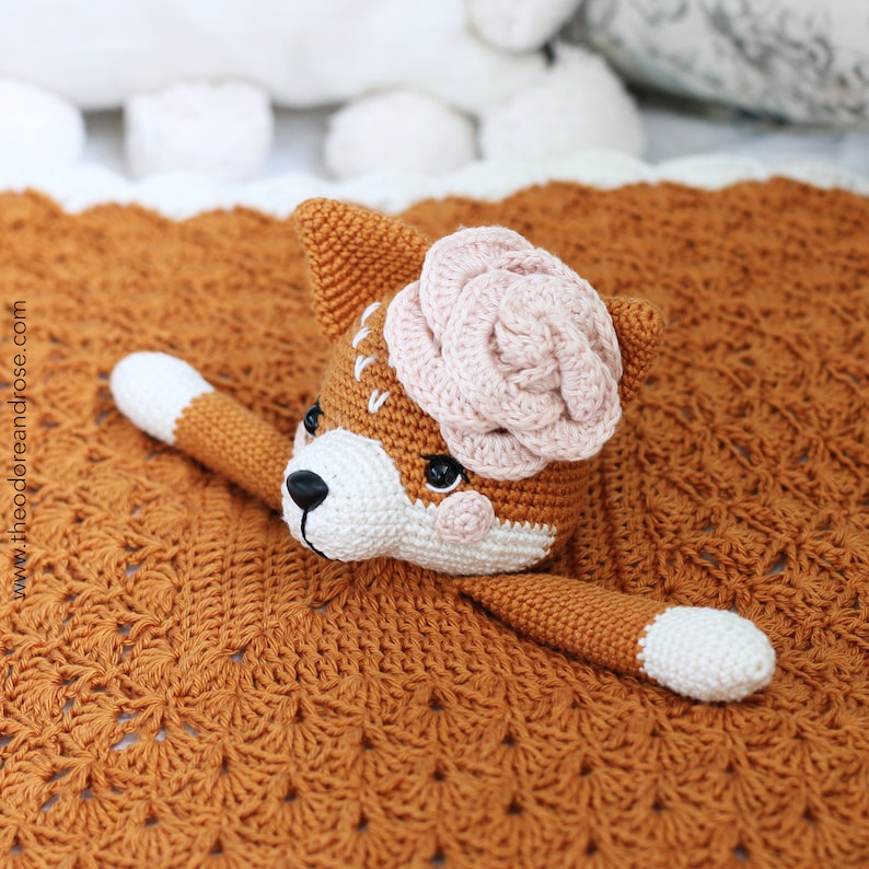 Fox crochet lovey blanket Frankie The Little Fox security blanket Crochet Pattern PDF PATTERN ONLY image 6