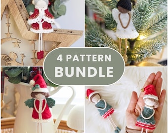 Patrón de adorno navideño de crochet / 4 decoraciones amigurumi / PDF para principiantes
