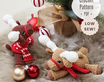 Moose Plushie Low Sew Christmas Crochet Pattern PDF | Instant Download - ENGLISH ONLY