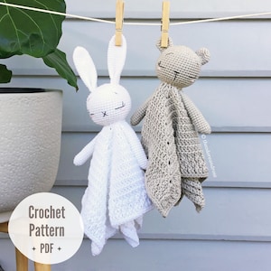 Schläfriges Baby Bär & Häschen Lovey Amigurumi Häkelanleitung (PDF Download)