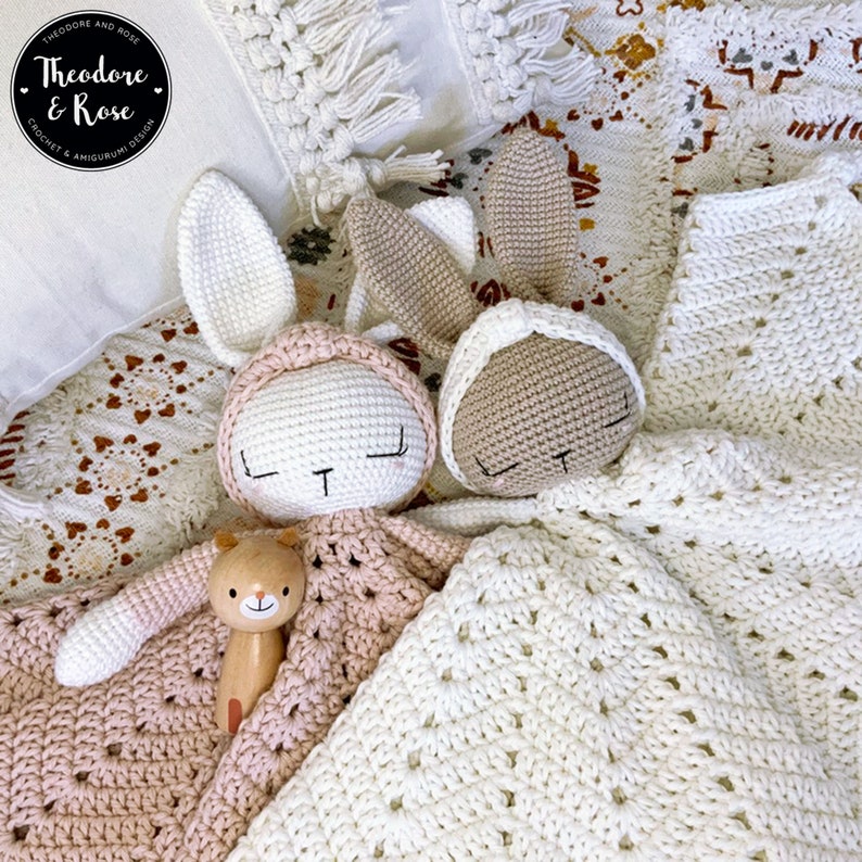 Bunny crochet lovey blanket Hattie The Bonnie Bunny security blanket Crochet Pattern PDF PATTERN ONLY image 4