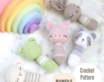 Sleepy Baby Animal Lovey Bundle - Pig, Frog, Bunny, Lamb, Panda - Amigurumi Crochet Pattern (PDF Download) - ENGLISH ONLY