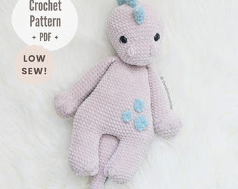 Dinosaur Crochet Pattern | Dino Plushie Lovey |  PDF - Crochet PATTERN ONLY in English