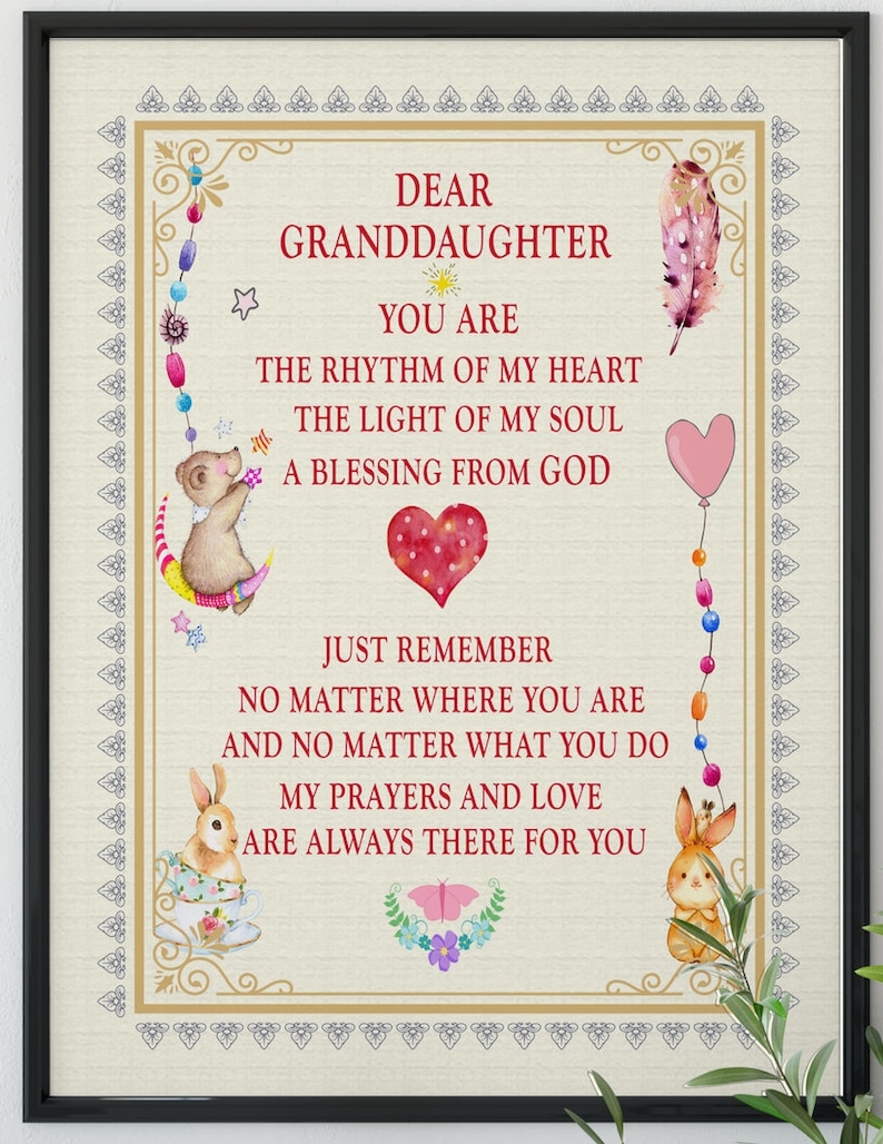 Dear Granddaughter Poster Ready to Frame Etsy Dear Granddaughter Poster Ready to Frame Etsy