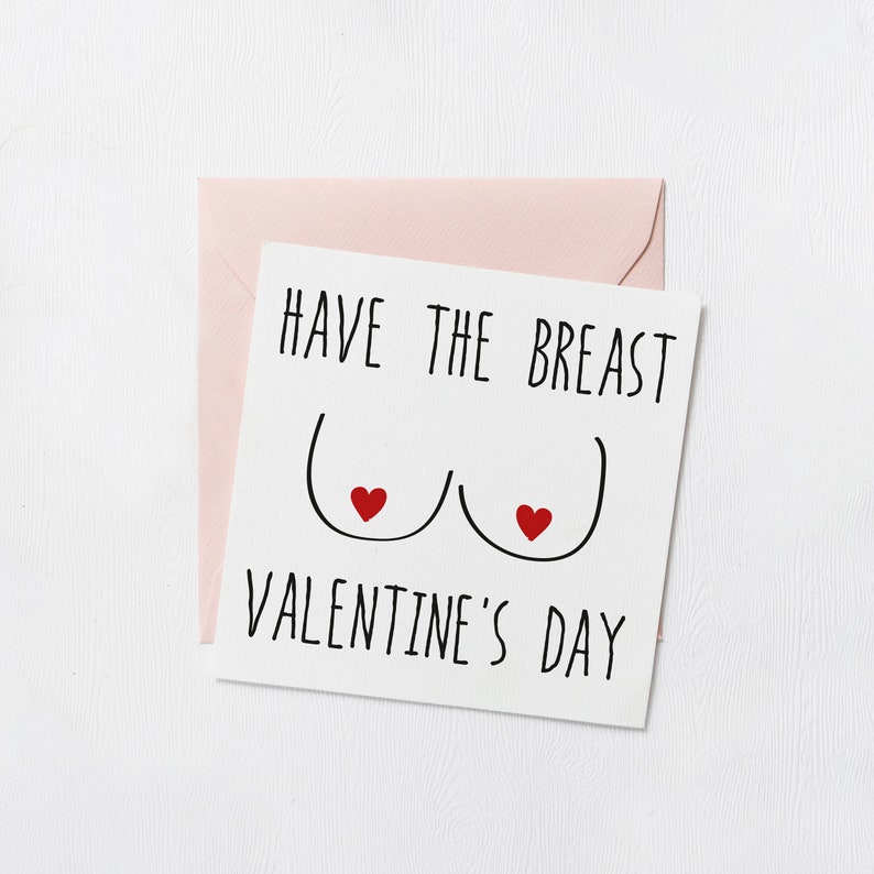 Breast Valentine's Card Boobs Valentines Card Funny Valentines Card Tits Valentines Card Rude Valentines Card Pun Valentines Card image 1