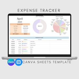 Expense Tracker-spreadsheet voor Canva-bladen, Expense Tracker-sjabloon, Personal Finance Planner, bestedingstracker, budgetspreadsheet