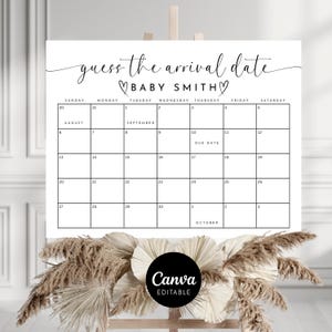 Bordje kalender baby vervaldatum | Raad het verjaardagsspel babyshower | Raad de geboortedatum van je baby | Babyshowerspel | Direct downloaden