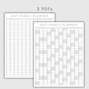 2027 Yearly Planner Printable, Yearly Planning Calendar, Calendar Poster, Digital Calendar, 2027 Calendar, 2027 Planner, Yearly Overview image 2