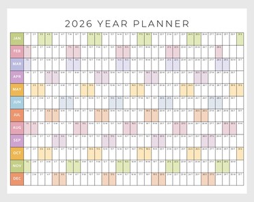 Planning Mural Annuel 2026 Format A1 85x58cm - Calendrier Laminé Grand Format