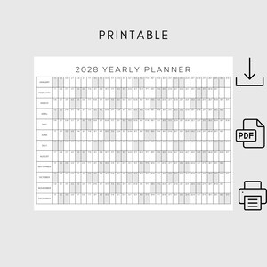 2024 | 2025 | 2026 | 2027 | 2028 Year Planner Printable | Yearly Planning Calendar | Calendar Poster |Digital Calendar | Calendar | Planner image 7