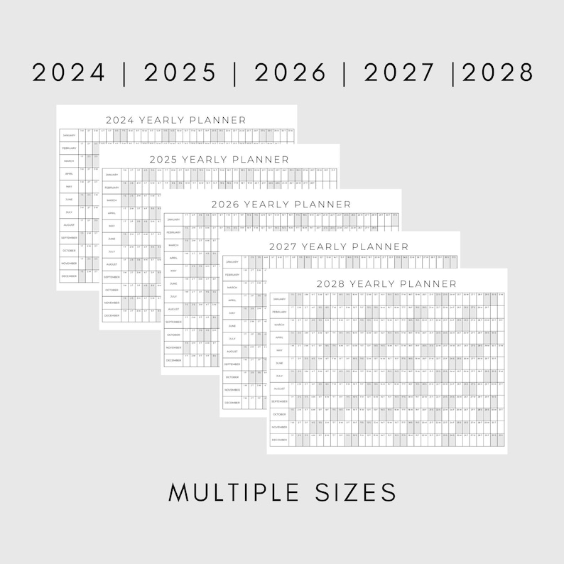 2024 | 2025 | 2026 | 2027 | 2028 Year Planner Printable | Yearly Planning Calendar | Calendar Poster |Digital Calendar | Calendar | Planner image 1