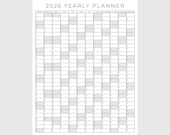 2026 Yearly Planner Printable, Yearly Planning Calendar, Calendar Poster, Digital Calendar, 2026 Calendar, 2026 Planner, Yearly Overview