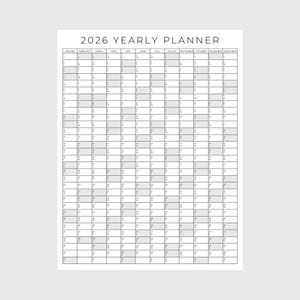 2026 Yearly Planner Printable, Yearly Planning Calendar, Calendar Poster, Digital Calendar, 2026 Calendar, 2026 Planner, Yearly Overview