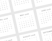 2026 Mini Calendar 2026 Small Calendar Printable 2026 Minimalist Calendar 3x3 inch Square Calendar 2026 Pocket Calendar Desk Calendar DIY