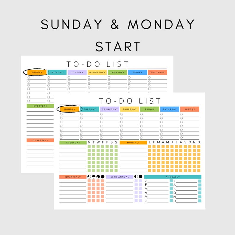 Printable to Do List Template Colorful PDF Checklist Daily Weekly ...