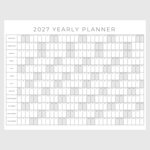 2027 Year Planner Printable, Yearly Planning Calendar, Calendar Poster, 2027 Digital Calendar, 2027 Calendar, 2027 Planner, Year at a glance