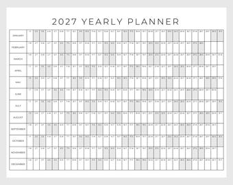 2027 Year Planner Printable, Yearly Planning Calendar, Calendar Poster, 2027 Digital Calendar, 2027 Calendar, 2027 Planner, Year at a glance