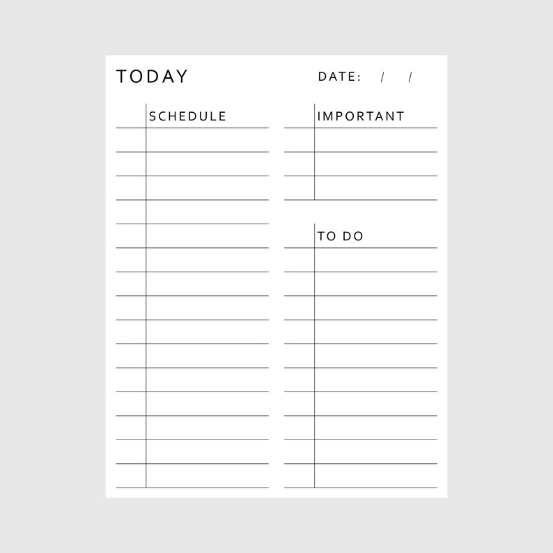 Minimalist Daily Planner Printable Fillable PDF | To-do List | Work ...
