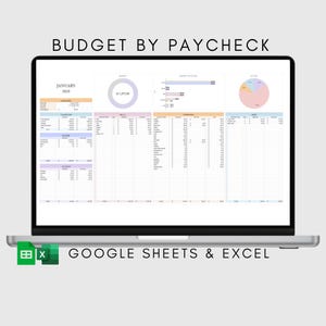 Budget By Paycheck Budget Spreadsheet Financial Planner Template Google Sheets Monthly Tracker Weekly Biweekly Bill Expenses Savings Debt