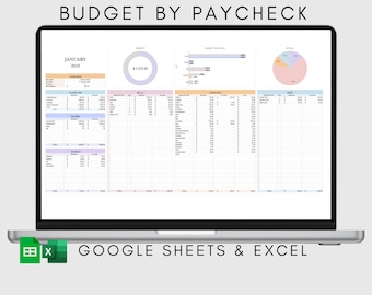Budget By Paycheck Budget Spreadsheet Financial Planner Template Google Sheets Monthly Tracker Weekly Biweekly Bill Expenses Savings Debt