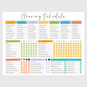EDITABLE Cleaning Planner, Cleaning Checklist, Schedule, ADHD Cleaning Planner, Household Chores Chart, Digital Download PDF, Colorful