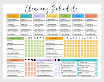 EDITABLE Cleaning Planner, Cleaning Checklist, Schedule, ADHD Cleaning Planner, Household Chores Chart, Digital Download PDF, Colorful
