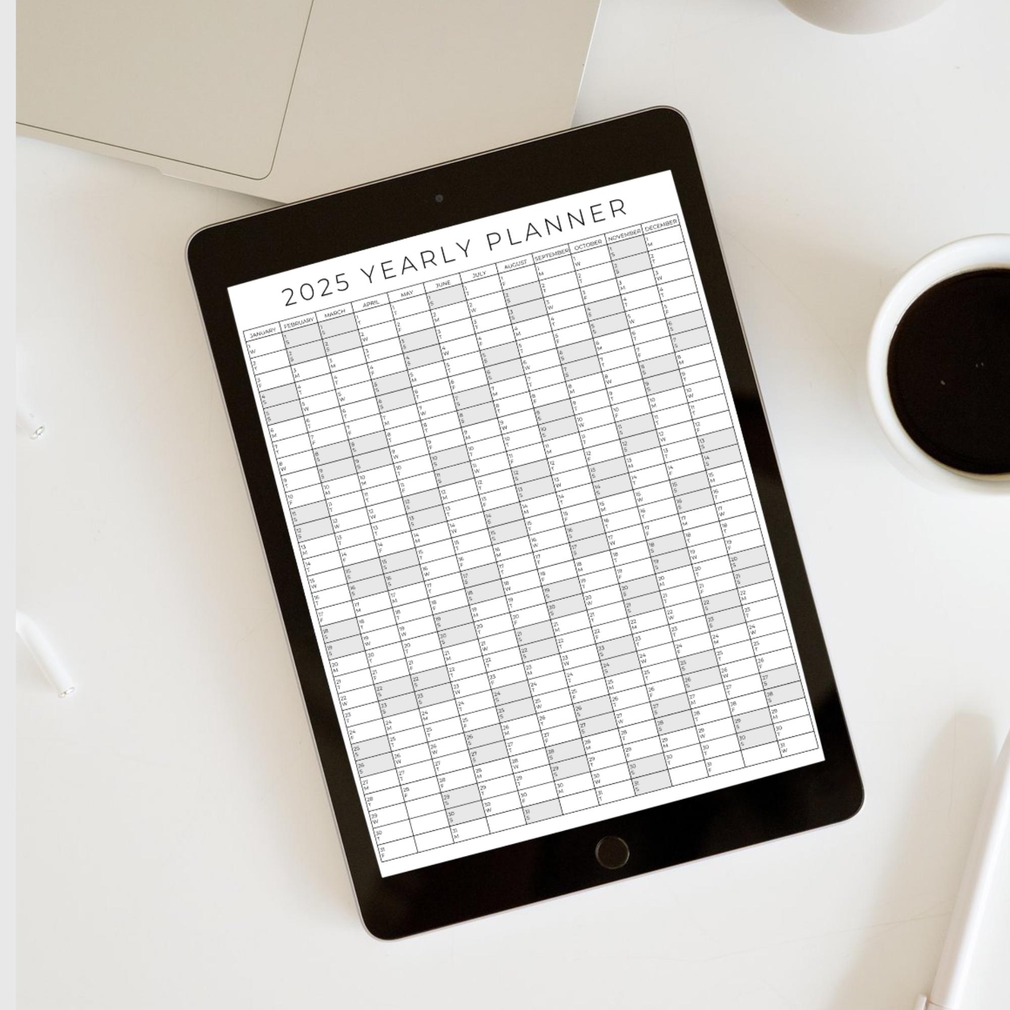 2025 Yearly Planner Printable, Yearly Planning Calendar, Calendar