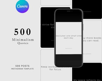 500 Instagram Quote Template Canva, Social Media Quotes, Instagram Motivational Post Templates, Inspirational Minimalist Story Quote Pack