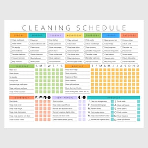 BEWERKBARE schoonmaakplanner, schoonmaakchecklist, schema, ADHD-schoonmaakplanner, huishoudelijke taken, digitale download pdf, kleurrijk