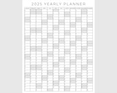 2025 Yearly Planner Printable, Yearly Planning Calendar, Calendar Poster, Digital Calendar, 2025 Calendar, 2025 Planner, Yearly Overview