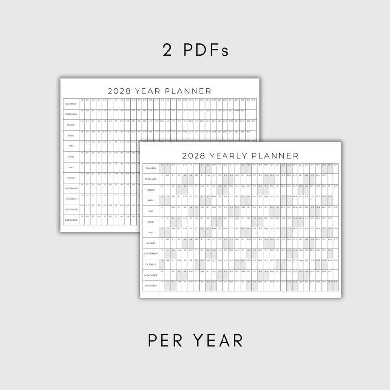 2024 | 2025 | 2026 | 2027 | 2028 Year Planner Printable | Yearly Planning Calendar | Calendar Poster |Digital Calendar | Calendar | Planner image 2